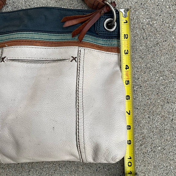 The Sak Kendra Cream Blue & Brown Leather Crossbody or Shoulder Bag preloved - Picture 4 of 7